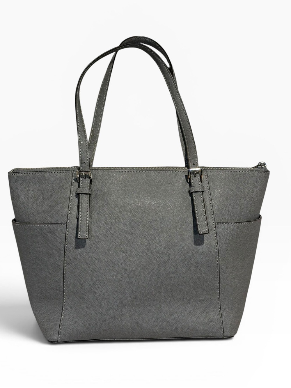 Michael Kors Saffiano Leather Jet Set Tote Bag Gray - Picture 3 of 10
